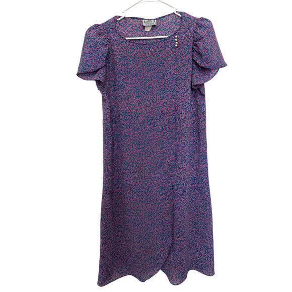 Y2K vintage 80s Bill Berman Jodi Schwartz Flora Button Front Dress Size 9 - Picture 4 of 11